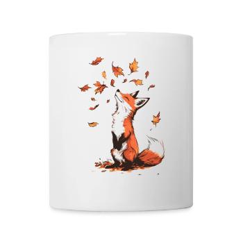 Fox playing with autumn leaves - Mug - white - Front