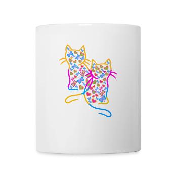 Cat Cats Retro Heart Hearts Vintage - Mug - white - Front
