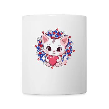 Cat Cats Mother's Day Heart Hearts Kitten Flowers - Mug - white - Front
