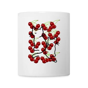 80er 90er Retro Kirschen Katzen Vintage Sommer - Tasse - Weiß - Vorne