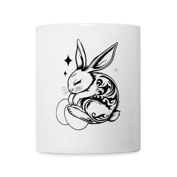 Schlafender Osterhase mit Tribal und Eiern - Tasse - Weiß - Vorne