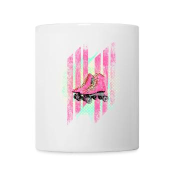 Motif avec patins à roulettes couleurs des années 60 - Mug blanc - blanc - Devant