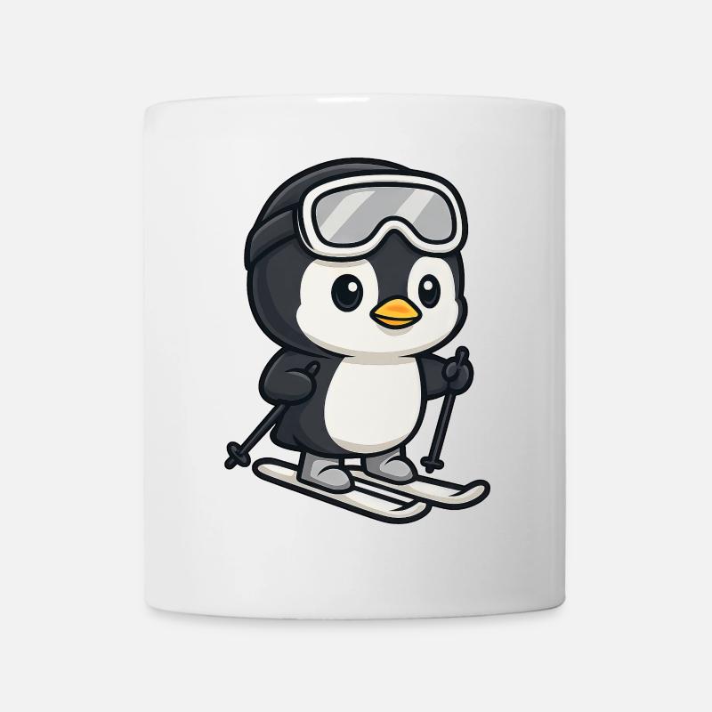 Lustiger Pinguin Skifahrer Winterspaß Wintersport - Tasse - Weiß