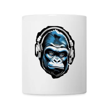 Musik Affe Gorilla mit Kopfhoerer als Geschenkidee - Tasse - Weiß - Vorne