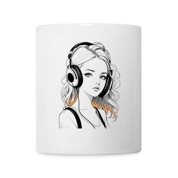 Music Woman Girl Headphones Rave Gift Idea - Mug - white - Front