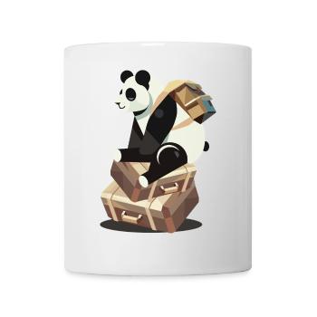 Panda sitzt auf Koffern,bereit für neue Abenteuer - Tasse - Weiß - Vorne
