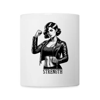 Starke Frau Stärke Rockabilly Lederjacke Geschenk - Tasse - Weiß - Vorne