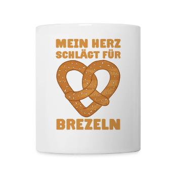 Brezel Herz Geschenk Brezeln Bretzel - Tasse - Weiß - Vorne