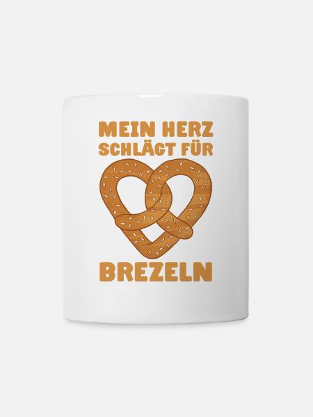 Brezel Herz Geschenk Brezeln Bretzel - Tasse - Weiß