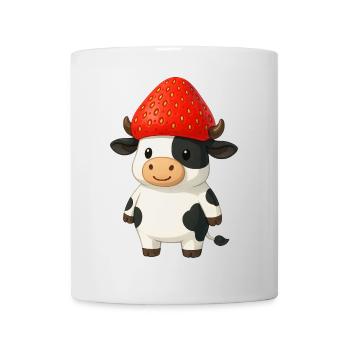 Drôle de vache avec des fraises Chapeau Fruité Humoristique - Mug blanc - blanc - Devant