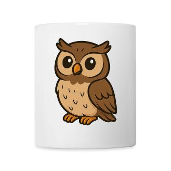 Niedliche Cartoon-Eule – Weiser Waldfreund für Kinder - Tasse - Weiß - Vorne