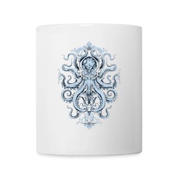 Ornement de pieuvre – Tatouage en bleu clair - Mug blanc - blanc - Devant