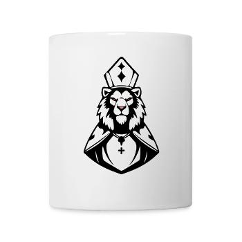 Enigmatic Cat with Red Eyes and Pink Tongue - Mug - white - Front
