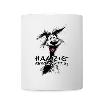Lustige Hund Skizze –Haarig aber knuffig - Tasse - Weiß - Vorne