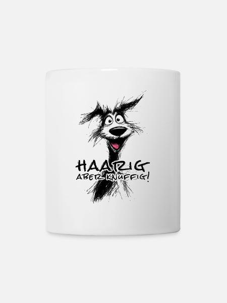 Lustige Hund Skizze –Haarig aber knuffig - Tasse - Weiß