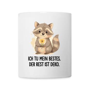 Waschbär mit Blume – Sanft - Tasse - Weiß - Vorne