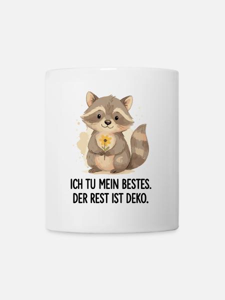 Waschbär mit Blume – Sanft - Tasse - Weiß