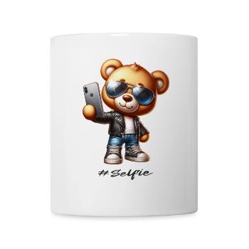 Selfie Bär Mit Lederjacke Sonnenbrille - Tasse - Weiß - Vorne