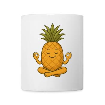 Süßer Ananas Yoga Meditation Entspannung Cartoon - Tasse - Weiß - Vorne