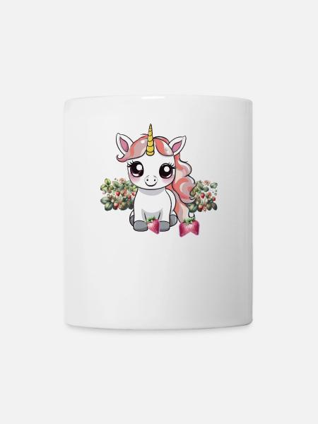 fraises licorne licornes adolescente enfant - Mug blanc - blanc
