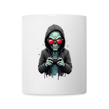 Joueur effrayant avec crâne - Mug blanc - blanc - Devant