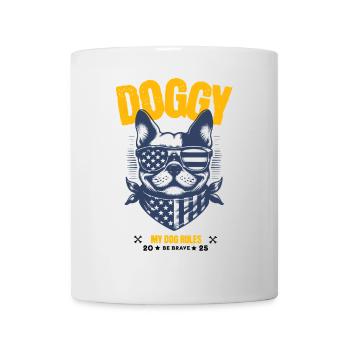 Cooler Hund mit Sonnenbrille – "My Dog Rules" - Tasse - Weiß - Vorne