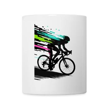 Glitch Pixel Cyclist – Digitale Speed Art - Tasse - Weiß - Vorne