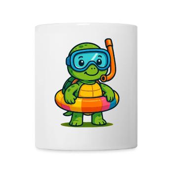 Playful Turtle in Snorkelling Gear - Mug - white - Front