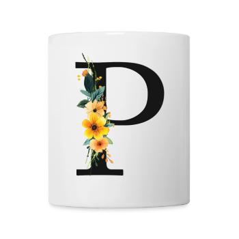P Monogramme, Floral, Personnalisable - Mug blanc - blanc - Devant