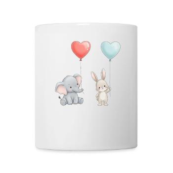 Elefant Hase Liebe Ballon Herz Cute - Tasse - Weiß - Vorne