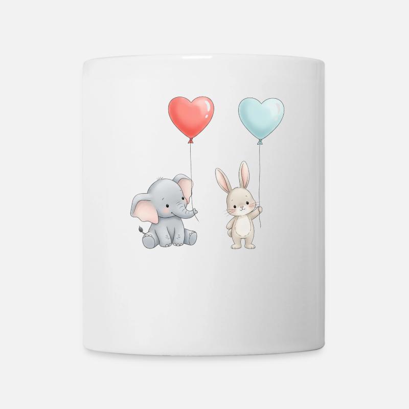 Elefant Hase Liebe Ballon Herz Cute - Tasse - Weiß