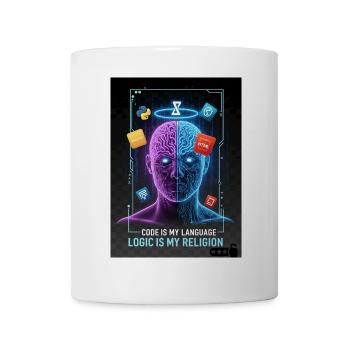 Code & Logic Cyberpunk Tech Brain T-Shirt - Mug blanc - blanc - Devant