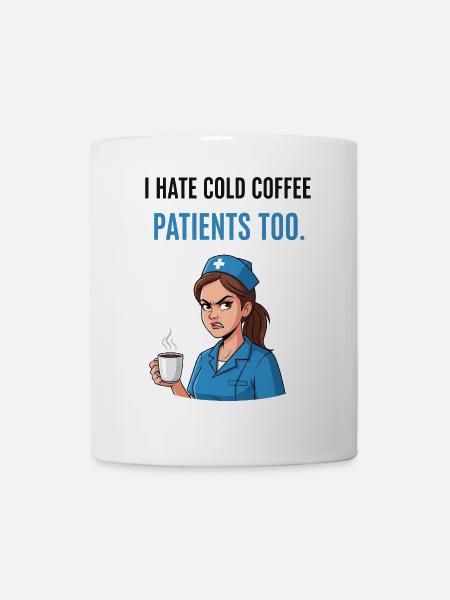 Café froid, patience à la fin : le stress des soins ! - Mug blanc - blanc