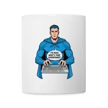 Superhero: I fix bugs! - Mug - white - Front