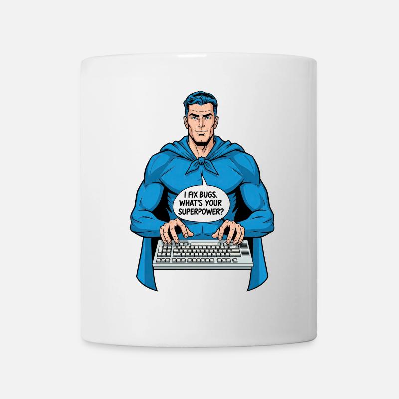 Superheld: Ich fixiere Bugs! - Tasse - Weiß