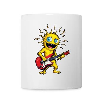 Monstre jaune à la guitare électrique - Mug blanc - blanc - Devant