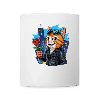 Cool Cat with Rose – Charm Offensive! - Mug - white - Front