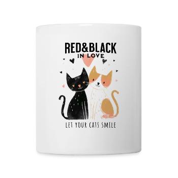 Verliebte Katzen Shirt – Süßes Katzenpaar mit Herz - Tasse - Weiß - Vorne