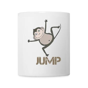 Playful monkey with jumping motif - Mug - white - Front
