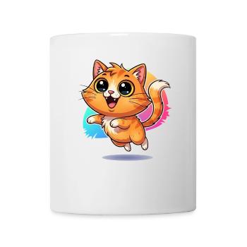 Flauschiger Glücksbote: Süße Katze mit Kulleraugen - Tasse - Weiß - Vorne