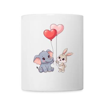 Süße Tierliebe: Elefant & Hase Herzballon - Tasse - Weiß - Vorne