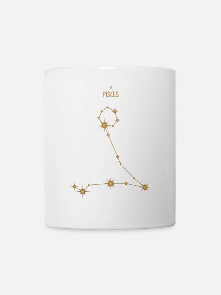 Pisces Zodiac Sign Star Constellation Golden Tones - Mug - white