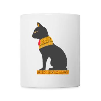 hieroglyphen, ägyptische katze sitzend - Tasse - Weiß - Vorne