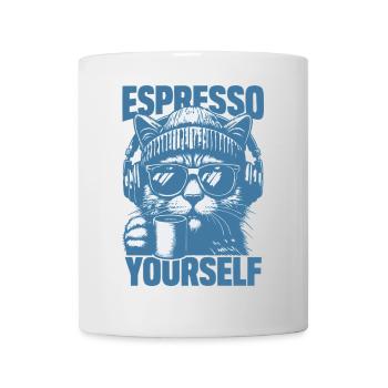 « Espresso Yourself » Chat frais avec café - Mug blanc - blanc - Devant