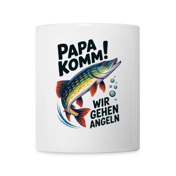 Papa komm wir gehen Angeln springender Hecht - Tasse - Weiß - Vorne