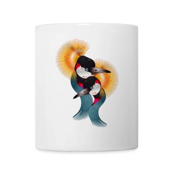 Two ornate crowned cranes in harmony - Mug - white - Front