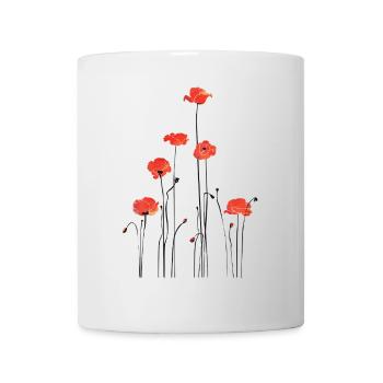 Abstrakte Mohnblumen Illustration - Tasse - Weiß - Vorne