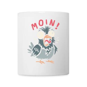 MOIN! Lustige Taube Comic Design Shirt - Tasse - Weiß - Vorne