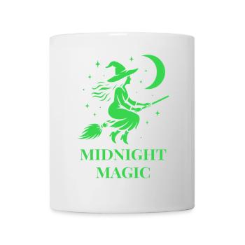 Fliegende Hexe bei Nacht mit Mond in Grün - Tasse - Weiß - Vorne