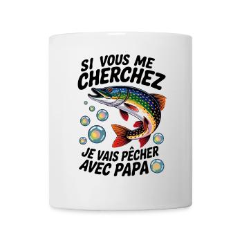Pêche avec papa T-shirt de pêche pour enfants - Mug blanc - blanc - Devant